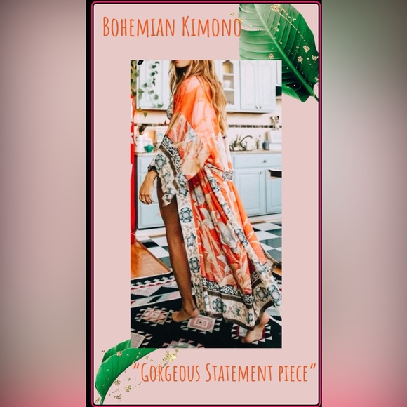 🦩🦩Bohemian Coral Flamego Kimono🦩 - Picture 1 of 15